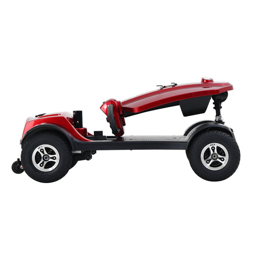 MAX PLUS RED 4 Wheels Outdoor Compact Mobility Scooter with Rear Basket,16 Miles, Cup Holders & USB charger Port