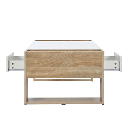 ON-TREND High Glossy Coffee Table with 2 Drawers 