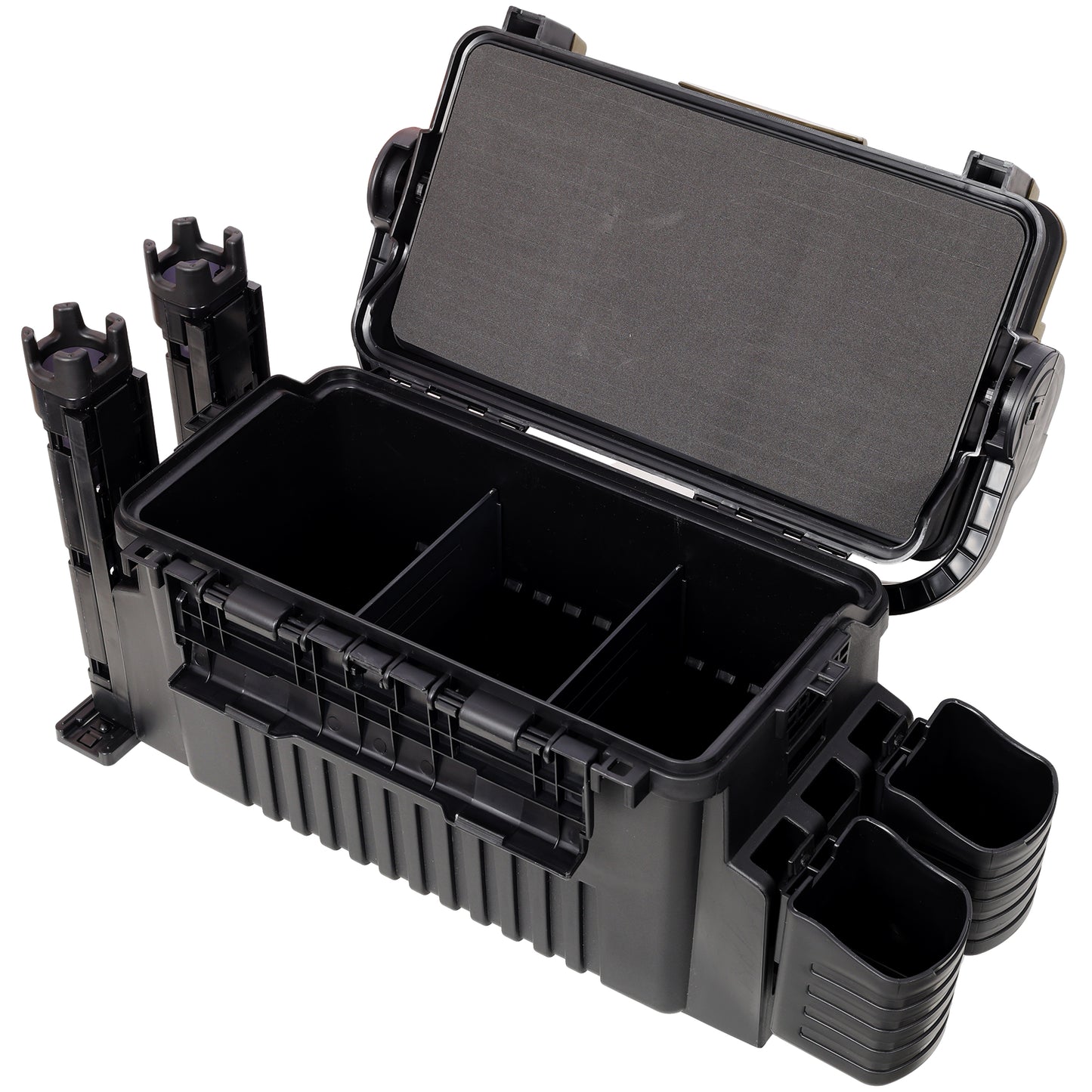 Dual-layer Fishing Tackle Box,Tackle Box Organizer Fishing Box Large,With 2pcs Rod Holder,2pcs Cup Holder,1pc Carring Strap,Army Green