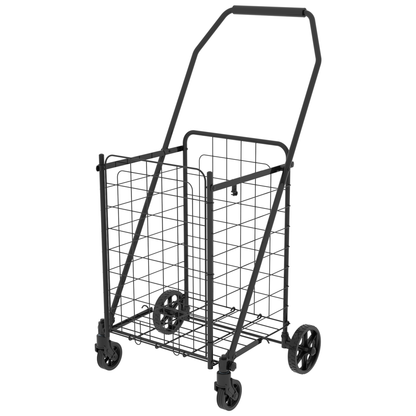 Shopping Cart with open door,Grocery Cart on Wheels, Foldable Utility Shopping Carts with 360° Rolling Swivel Wheels for Groceries Laundry