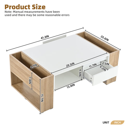 ON-TREND High Glossy Coffee Table with 2 Drawers 
