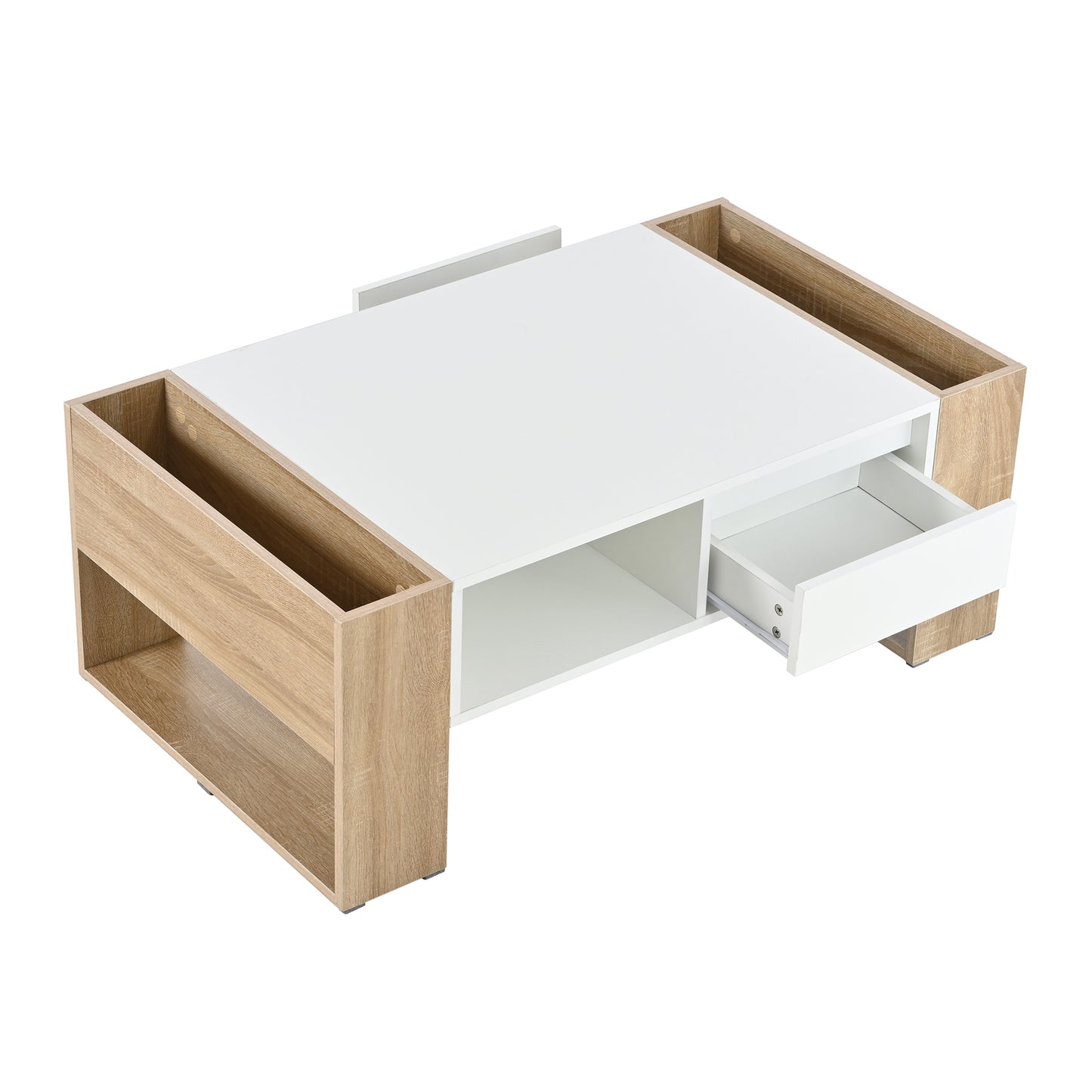 ON-TREND High Glossy Coffee Table with 2 Drawers 
