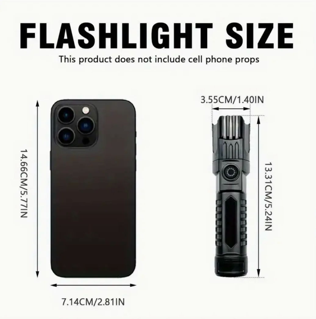 Ultra-Bright LED Flashlight - USB Rechargeable, Long-Range Zoom, Ideal for Outdoor Camping, Adventure And Climb Mountaineering
