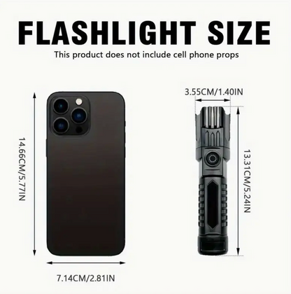 Ultra-Bright LED Flashlight - USB Rechargeable, Long-Range Zoom, Ideal for Outdoor Camping, Adventure And Climb Mountaineering