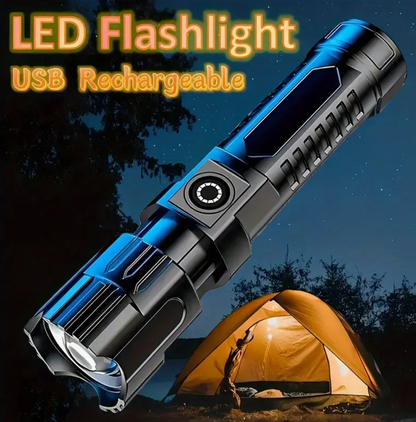 Ultra-Bright LED Flashlight - USB Rechargeable, Long-Range Zoom, Ideal for Outdoor Camping, Adventure And Climb Mountaineering