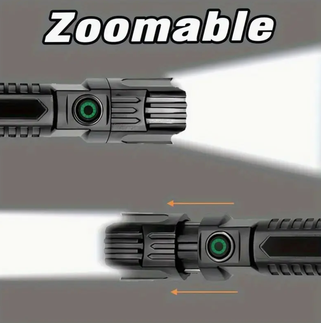 Ultra-Bright LED Flashlight - USB Rechargeable, Long-Range Zoom, Ideal for Outdoor Camping, Adventure And Climb Mountaineering