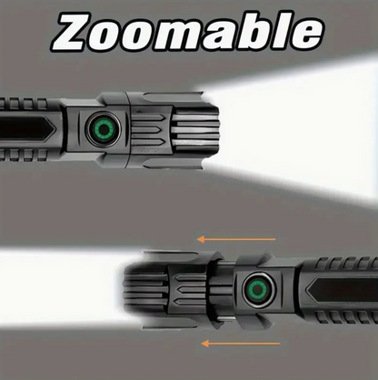 Ultra-Bright LED Flashlight - USB Rechargeable, Long-Range Zoom, Ideal for Outdoor Camping, Adventure And Climb Mountaineering