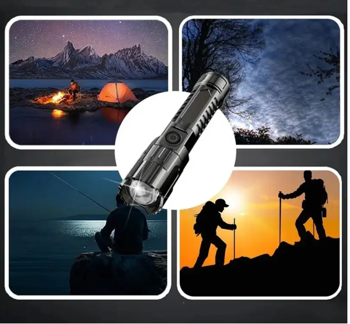 Ultra-Bright LED Flashlight - USB Rechargeable, Long-Range Zoom, Ideal for Outdoor Camping, Adventure And Climb Mountaineering