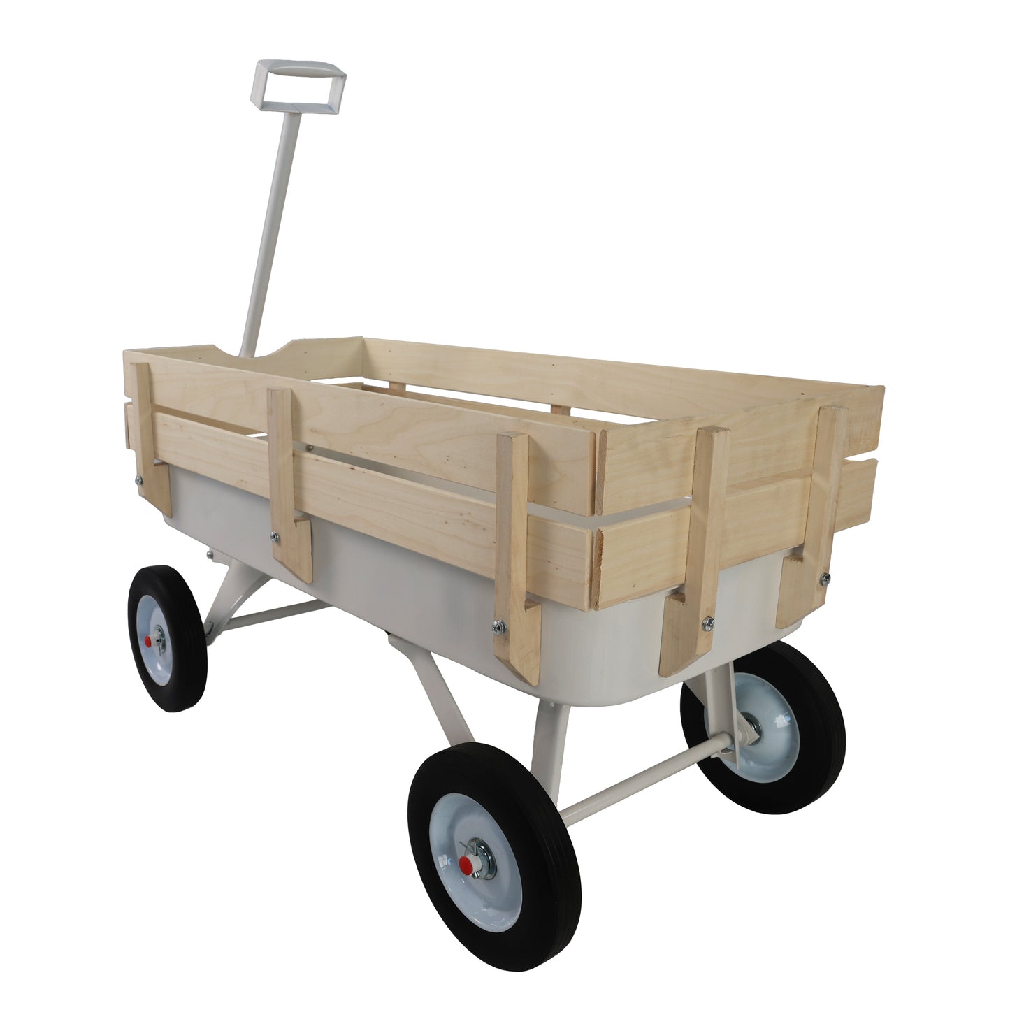 Outdoor carriage, all terrains, wooden railings, solid tires, garden carriage