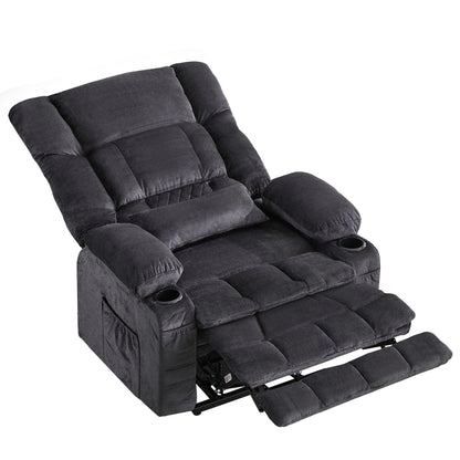 Dual Motor Large Power Lift Recliner Chair for Elderly, Lay Flat Lift Chair with knead the waist and heat, Big Lift Recliner for Tall People, Cup Holders,GREY