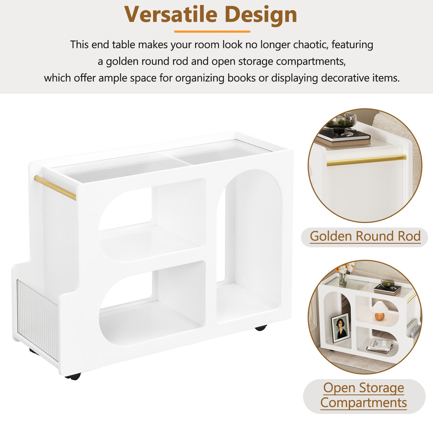 ON-TREND Mobile End Table with Lockable Wheels Free delivery to your home