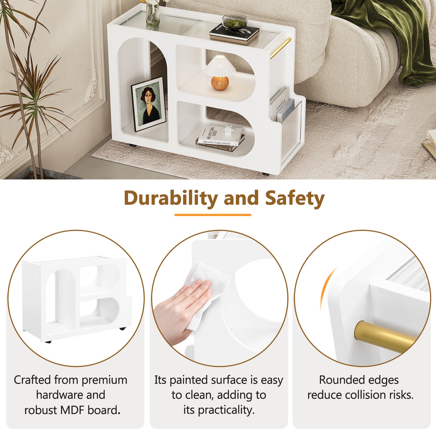 ON-TREND Mobile End Table with Lockable Wheels Free delivery to your home