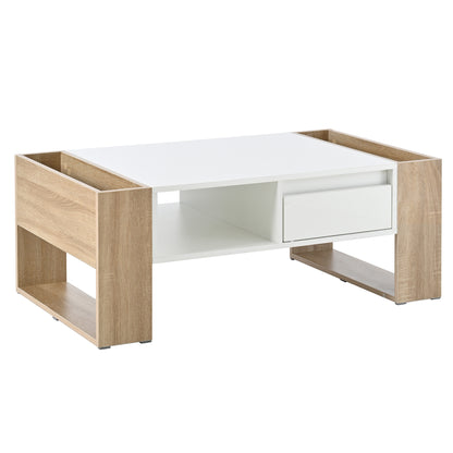 ON-TREND High Glossy Coffee Table with 2 Drawers 
