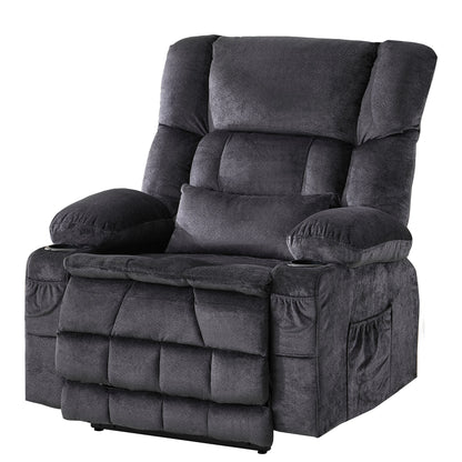 Dual Motor Large Power Lift Recliner Chair for Elderly, Lay Flat Lift Chair with knead the waist and heat, Big Lift Recliner for Tall People, Cup Holders,GREY
