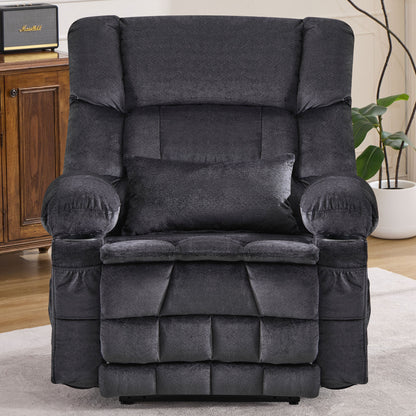 Dual Motor Large Power Lift Recliner Chair for Elderly, Lay Flat Lift Chair with knead the waist and heat, Big Lift Recliner for Tall People, Cup Holders,GREY