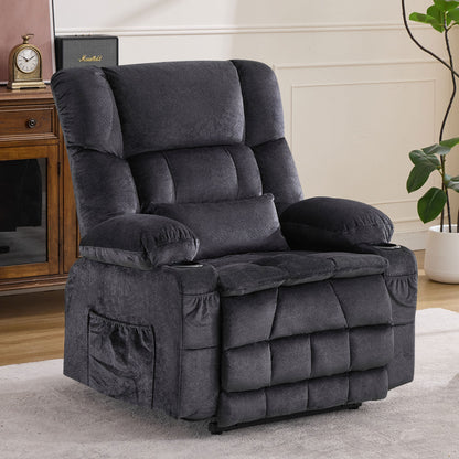 Dual Motor Large Power Lift Recliner Chair for Elderly, Lay Flat Lift Chair with knead the waist and heat, Big Lift Recliner for Tall People, Cup Holders,GREY