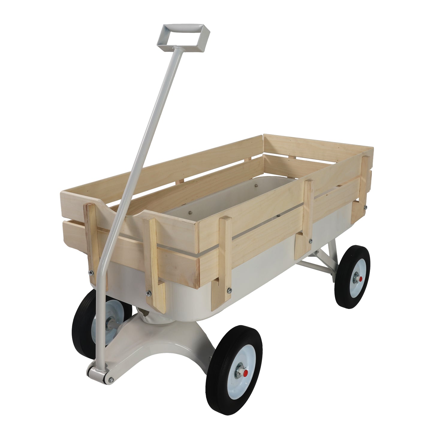 Outdoor carriage, all terrains, wooden railings, solid tires, garden carriage