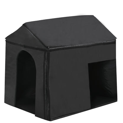 60.2" Large Outdoor Dog House with Insulated Liner for Winter Waterproof Dog Kennel for Medium & Large Dogs, Dog House with Porch and Asphalt Roof and Elevated Floor, Nature