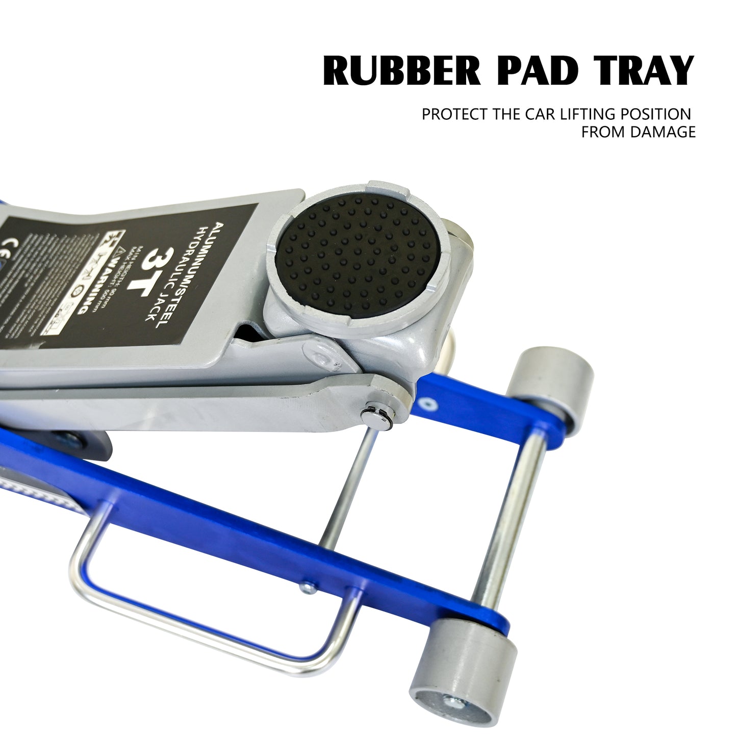 3T Aluminum Iron Horizontal Jack/Hydraulic Trolley Service/Floor Jack with Extra Saddle (Fits: SUVs and Extended Height Trucks): 3 Ton (6,600 lb) Capacity, Blue&Silver