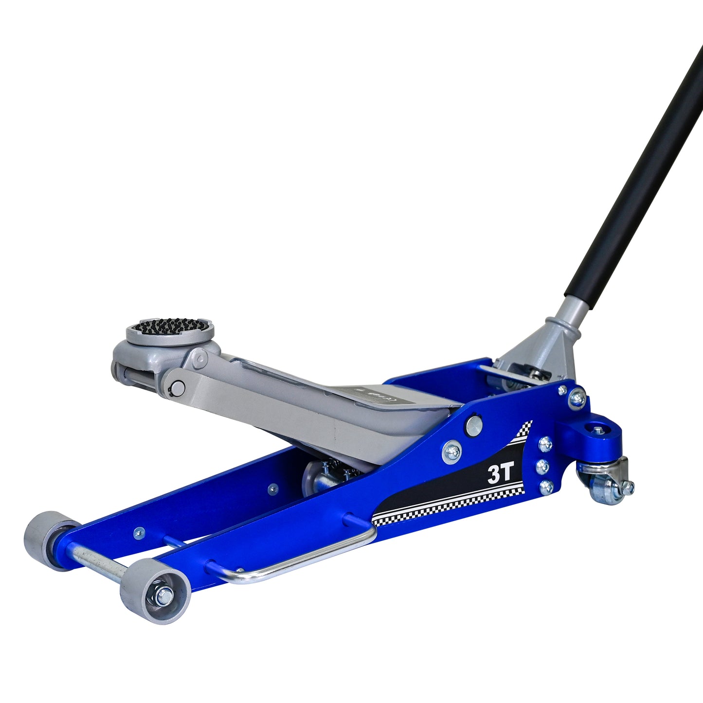 3T Aluminum Iron Horizontal Jack/Hydraulic Trolley Service/Floor Jack with Extra Saddle (Fits: SUVs and Extended Height Trucks): 3 Ton (6,600 lb) Capacity, Blue&Silver