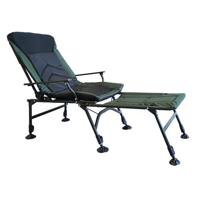 Camping Lounge Chair with Detachable Footrest, Portable Folding Reclining Camping Chair with Adjustable backrest for Indoor and Outdoor Camping Beach Hiking Fishing, Green+black