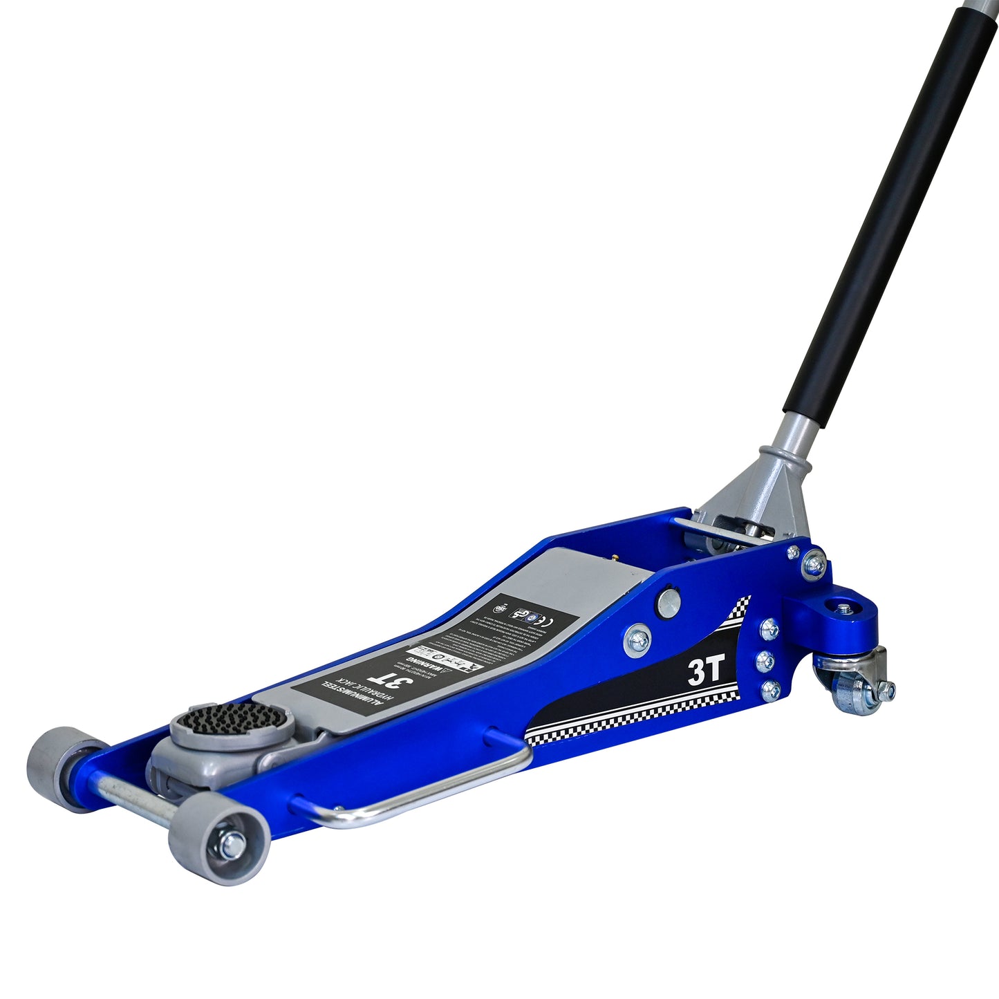 3T Aluminum Iron Horizontal Jack/Hydraulic Trolley Service/Floor Jack with Extra Saddle (Fits: SUVs and Extended Height Trucks): 3 Ton (6,600 lb) Capacity, Blue&Silver
