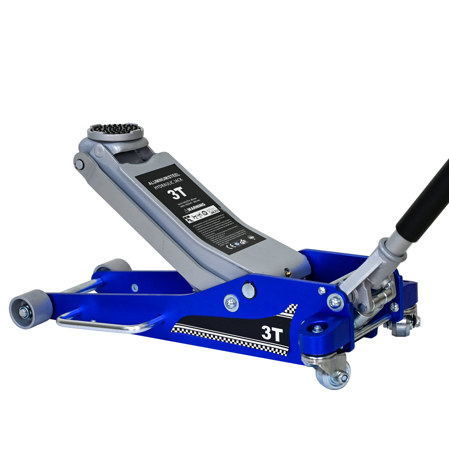 3T Aluminum Iron Horizontal Jack/Hydraulic Trolley Service/Floor Jack with Extra Saddle (Fits: SUVs and Extended Height Trucks): 3 Ton (6,600 lb) Capacity, Blue&Silver