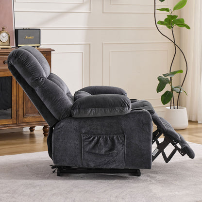 Dual Motor Large Power Lift Recliner Chair for Elderly, Lay Flat Lift Chair with knead the waist and heat, Big Lift Recliner for Tall People, Cup Holders,GREY
