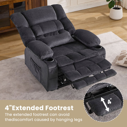 Dual Motor Large Power Lift Recliner Chair for Elderly, Lay Flat Lift Chair with knead the waist and heat, Big Lift Recliner for Tall People, Cup Holders,GREY
