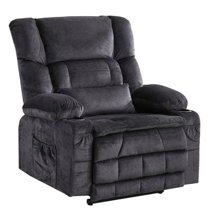 Dual Motor Large Power Lift Recliner Chair for Elderly, Lay Flat Lift Chair with knead the waist and heat, Big Lift Recliner for Tall People, Cup Holders,GREY