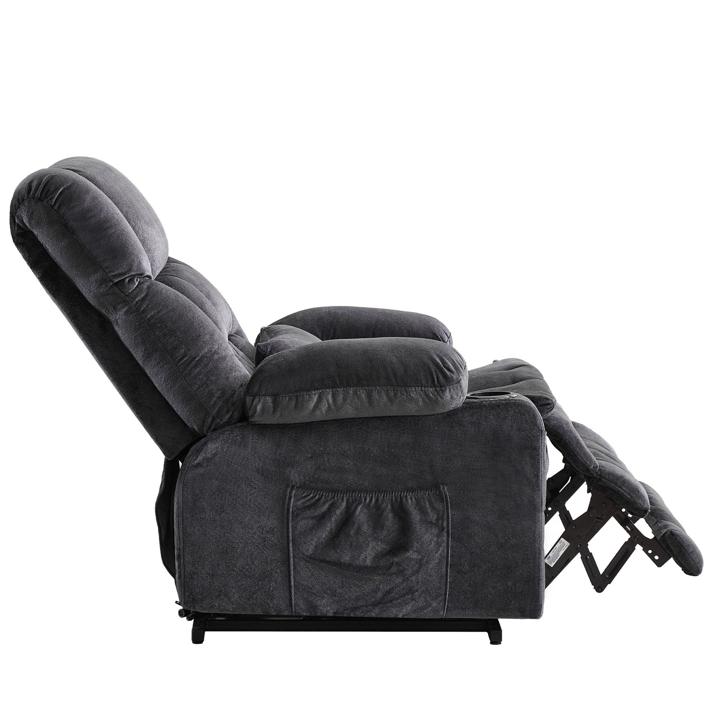 Dual Motor Large Power Lift Recliner Chair for Elderly, Lay Flat Lift Chair with knead the waist and heat, Big Lift Recliner for Tall People, Cup Holders,GREY
