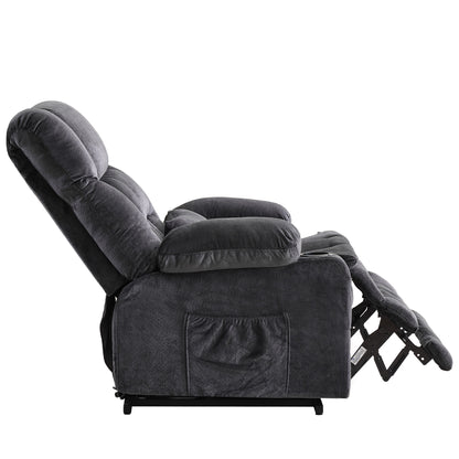 Dual Motor Large Power Lift Recliner Chair for Elderly, Lay Flat Lift Chair with knead the waist and heat, Big Lift Recliner for Tall People, Cup Holders,GREY
