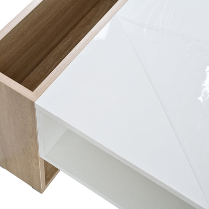 ON-TREND High Glossy Coffee Table with 2 Drawers 