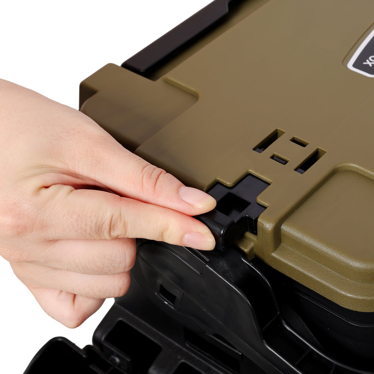 Dual-layer Fishing Tackle Box,Tackle Box Organizer Fishing Box Large,With 2pcs Rod Holder,2pcs Cup Holder,1pc Carring Strap,Army Green
