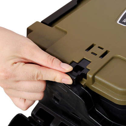 Dual-layer Fishing Tackle Box,Tackle Box Organizer Fishing Box Large,With 2pcs Rod Holder,2pcs Cup Holder,1pc Carring Strap,Army Green