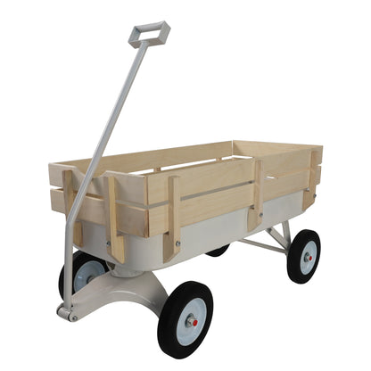 Outdoor carriage, all terrains, wooden railings, solid tires, garden carriage