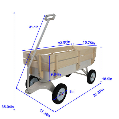 Outdoor carriage, all terrains, wooden railings, solid tires, garden carriage