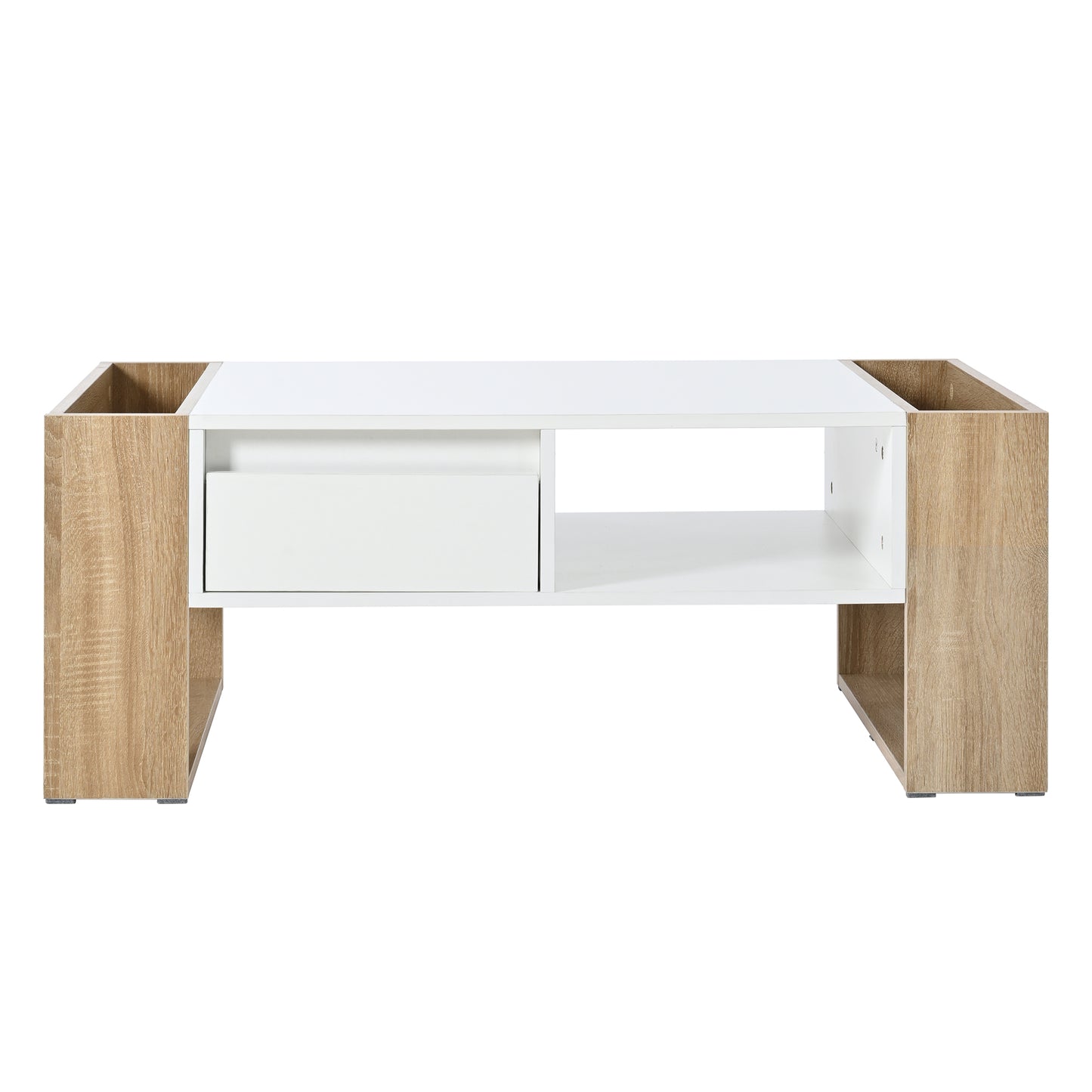 ON-TREND High Glossy Coffee Table with 2 Drawers 