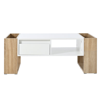 ON-TREND High Glossy Coffee Table with 2 Drawers 