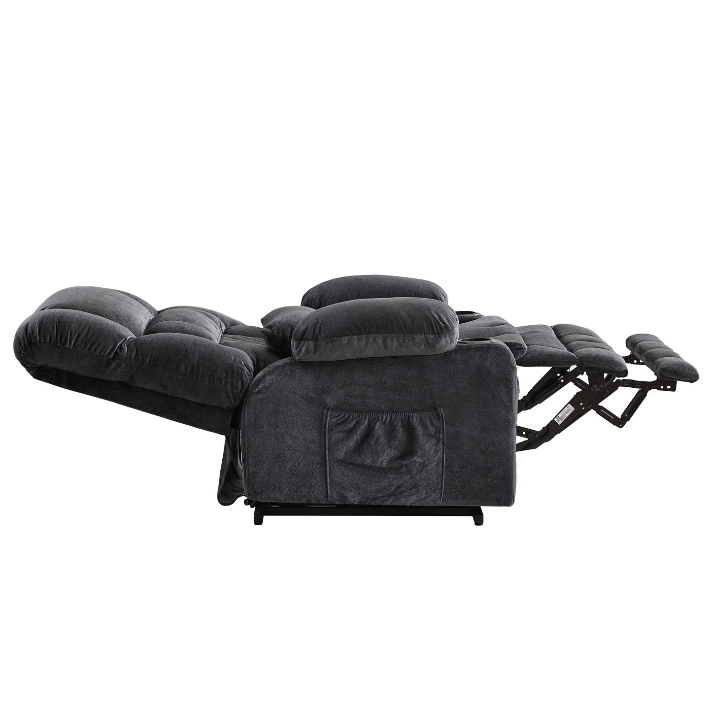 Dual Motor Large Power Lift Recliner Chair for Elderly, Lay Flat Lift Chair with knead the waist and heat, Big Lift Recliner for Tall People, Cup Holders,GREY