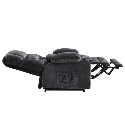 Dual Motor Large Power Lift Recliner Chair for Elderly, Lay Flat Lift Chair with knead the waist and heat, Big Lift Recliner for Tall People, Cup Holders,GREY