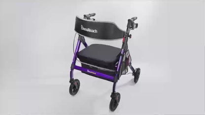 Foldable Rollator Walkers with Seat for Seniors, 450 lb Capacity, 8" Wheels, 18" Big Seat, 6-Position Adjustable Height, Heavy-Duty Aluminum Rolling Walker (BLUE)